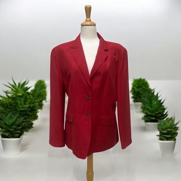 VTG Talbots Blazer Sz 14 Red Linen Silk Blend
Single Breasted 2 button Academia - Picture 1 of 13